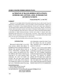 Alteration of blood adrenocorticotropic hormone and cortisol level in rheumatoid arthritis patients – Truong Quang Pho