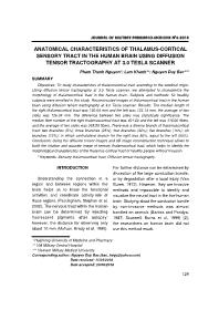 Anatomical characteristics of thalamus-cortical sensory tract in the human brain using diffusion tensor tractography at 3.0 tesla scanner – Pham Thanh Nguyen