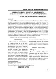 Assess the early result of laparoscopic choledochotomy to treat biliary tract stones – Su Quoc Khoi