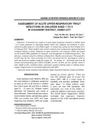 Assessment of acute upper respiratory tract infections in children aged 1 to 5 in chuongmy district, hanoi city – Tran Thi Nhi Ha