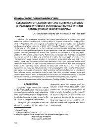 Assessment of laboratory and clinical features of patients with right ventricular outflow tract obstruction at choray hospital – Le Thanh Khanh Van