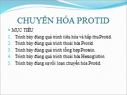 Bài giảng Chuyển hóa Protid