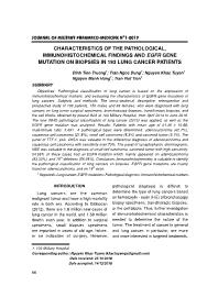 Characteristics of the pathological, immunohistochemical findings and egfr gene mutation on biopsies in 193 lung cancer patients – Dinh Tien Truong