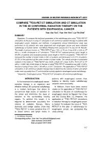 Compare 18FDG-PET/CT simulation and ct simulation in the 3d conformal radiation therapy on the patients with esophageal cancer – Tran Van Ton