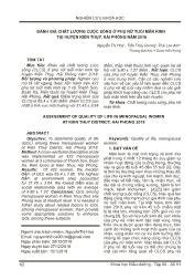 Đề tài Đánh giá chất lượng cuộc sống ở phụ nữ tuổi mãn kinh tại huyện Kiến Thụy, Hải Phòng năm 2018 – Nguyễn Thị Hòa