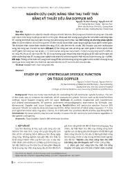 Đề tài Nghiên cứu chức năng tâm thu thất trái bằng kỹ thuật siêu âm doppler mô – Nguyễn Thị Bích Phương