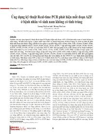 Đề tài Ứng dụng kỹ thuật Real-time PCR phát hiện mất đoạn AZF ở bệnh nhân vô sinh nam không có tinh trùng – Lương Thị Lan Anh