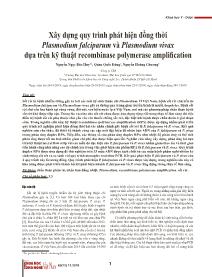 Đề tài Xây dựng quy trình phát hiện đồng thời Plasmodium falciparum và Plasmodium vivax dựa trên kỹ thuật recombinase polymerase amplification – Nguyễn Ngọc Bảo Huy