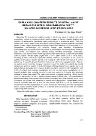 Early and long-term results of mitral valve repair for mitral regurgitation due to isolated posterior leaflet prolapse - Tran Ngoc Vu