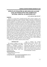 Effects of sitagliptin as add-on blood glucose level in patients with type 2 diabetes in national hospital of endocrinology – Le Thi Viet Ha