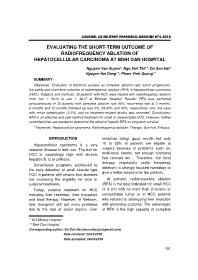 Evaluating the short-term outcome of radiofrequency ablation of hepatocellular carcinoma at binh dan hospital – Nguyen Van Xuyen