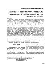 Evaluation of left ventricular filling pressure using doppler echocardiography in severe heart failure patients with reduced ejection fraction – Le Thi Bich Van