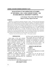 Evaluation of the operation outcomes of non-small cell lung cancer stage I - IIIA in hanoi medical university hospital – Le Van Quang