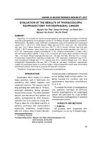 Evaluation of the results of thoracoscopic esophagectomy for esophageal cancer – Nguyen Van Tiep