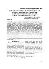 Intensity-modulated radiation therapy in the definitive treatment for cervical and upper-thoracic esophageal cancer: Clinical outcome and acute toxicity – Duong Thuy Linh