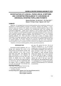 Investigation Of Clinical, Paraclinical Symptoms And Converted Prevalence To Carcinoma Of Sinonasal Inverted Papilloma Patients – Nguyen Ba Khoa