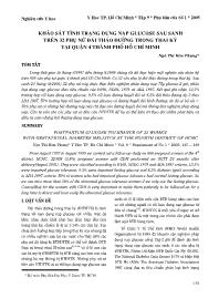 Khảo sát tình trạng dung nạp glucose sau sanh trên 32 phụ nữ đái tháo đường trong thai kỳ tại Quận 4 Thành phố Hồ Chí Minh