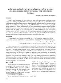 Kiếc thức- Thái độ-thực hành về phòng chống HIV/AIDS của học sinh phổ thông trung học tỉnh Ninh Thuận năm 2004