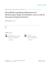 Microfluidic Impedance Biosensors For Monitoring A Single And Multiple Cancer Cells In Anticancer Drug Treatments – Tran Duc Tan