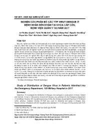 Nghiên cứu phân bố các týp virut dengue ở bệnh nhân đến khám tại khoa cấp cứu, Bệnh viện Quân y 103 năm 2017 – Lê Thị Bảo Quyên