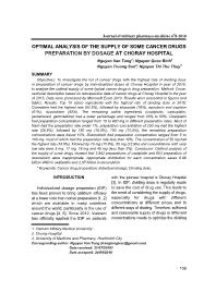 Optimal analysis of the supply of some cancer drugs preparation by dosage at choray hospital – Nguyen Van Tung