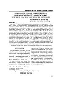 Research on clinical characteristics, immunohistochemistry and mutation of braf gene in patients with thyroid carcinoma – Bui Dang Minh Tri