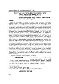 Risk factors for radiation pneumonitis after thoracic irradiation – Nghiem Thi Minh Chau