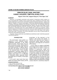 Semicircular canal anatomy: Human cadaveric temporal bone study – Nguyen Thanh Vinh