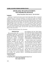 Serum level tnf-alpha in patients with rheumatoid arthritis – Hoang Trung Dung