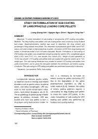 Study on formulation of sub-coating of lansoprazole loading core pellets – Luong Quang Anh