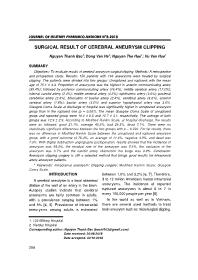 Surgical result of cerebral aneurysm clipping – Nguyen Thanh Bac