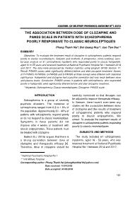 The association between dose of clozapine and panss scale in patients with schizophrenia poorly responsive to classic neuroleptiques – Phung Thanh Hai