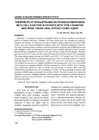 The effects of sitagliptin add-on on insulin resistance, beta cell function in patients with type 2 diabetes who were taking oral hypoglycemic agent – Le Thi Viet Ha