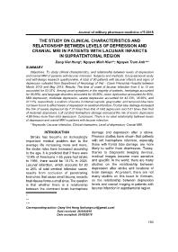 The study on clinical characteristics and relationship between levels of depression and cranial mri in patients with lacunar infarcts in supratentorial region – Dang Viet Hung