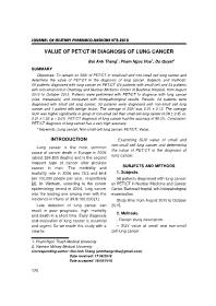 Value of PET/CT in diagnosis of lung cancer – Bui Anh Thang