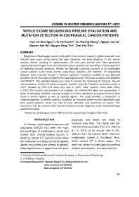 Whole exome sequencing pipeline evaluation and mutation detection in esophageal cancer patients – Tran Thi Bich Ngoc