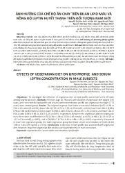 Ảnh hưởng của chế độ ăn chay trên bilan lipid máu và nồng độ leptin huyết thanh trên đối tượng nam giới