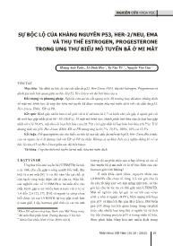 Bài giảng Sự bộc lộ của kháng nguyên P53, Her-2/Neu, Ema và thụ thể Estrogen, Progesterone trong ung thư biểu mô tuyến bã ở mi mắt – Hoàng Anh Tuấn