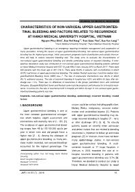 Characteristics of non-variceal upper gastrointestinal bleeding and factors related to recurrence at Hanoi medical university hospital, Vietnam – Nguyen Phuc Binh