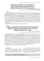 Đặc điểm lâm sàng và kết quả điều trị bệnh nhân nhiễm khuẩn huyết nặng tại Bệnh viện Đa khoa Đăk Lăk 2016–2017