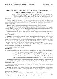 Đánh giá chất lượng của vật liệu nội kiểm HIV tự pha chế tại Bệnh viện Phạm Ngọc Thạch