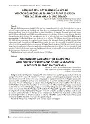 Đánh giá tính gây dị ứng của sữa dê với các biểu hiện khác nhau của alpha s1-casein trên các bệnh nhân dị ứng sữa bò