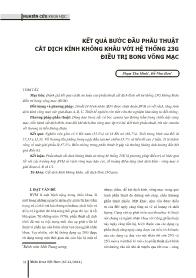 Đề tài Kết quả bước đầu phẫu thuật cắt dịch kính không khâu với hệ thống 23g điều trị bong võng mạc – Phạm Thu Minh