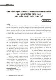 Đề tài Tiến triển nặng của thoái hoá hoàng điểm tuổi già và màng trước võng mạc sau phẫu thuật thủy tinh thể - Hồ Minh Hải