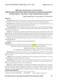 Hiệu quả ngắn hạn của bài giảng “phương pháp vận dụng thông tin trong chẩn đoán lâm sàng” ở sinh viên y5 – Đại học Y khoa Phạm Ngọc Thạch