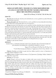 Khảo sát kiến thức, thái độ của thân nhân bệnh nhi có con co giật điều trị nội trú tại khoa thần kinh Bệnh viện Nhi đồng 2 năm 2018