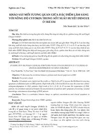 Khảo sát mối tương quan giữa đặc điểm lâm sàng với nồng độ cytokin trong sốt xuất huyết dengue ở trẻ em