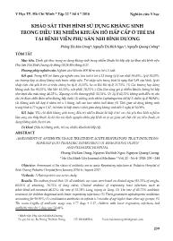 Khảo sát tình hình sử dụng kháng sinh trong điều trị nhiễm khuẩn hô hấp cấp ở trẻ em tại Bệnh viện Phụ sản nhi Bình Dương