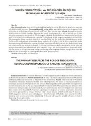 Nghiên cứu bước đầu vai trò của siêu âm nội soi trong chẩn đoán viêm tụy mạn