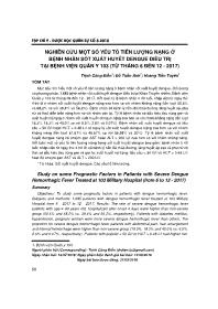 Nghiên cứu một số yếu tố tiên lượng nặng ở bệnh nhân sốt xuất huyết dengue điều trị tại Bệnh viện Quân y 103 (từ tháng 6 đến 120-2017)